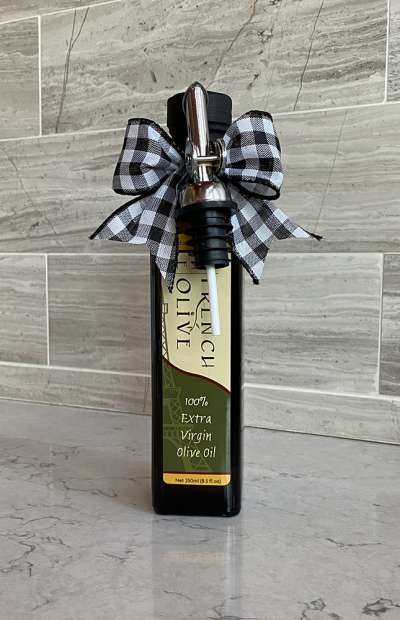 TFO | 250ml Olive Oil Gift Bottle with Black & White Plaid Ribbon