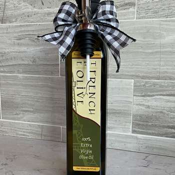 TFO | 500ml Olive Oil Gift Bottle with Black & White Plaid Ribbon