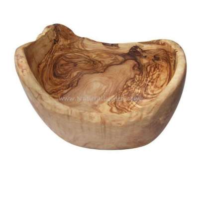 OLIVE WOOD BOAT-SHAPED NATURAL FRUIT BOWL