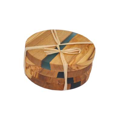 TFO | Olive Wood Coasters (Blue Resin)