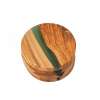TFO | Round Olive Wood Coasters (Green Resin)